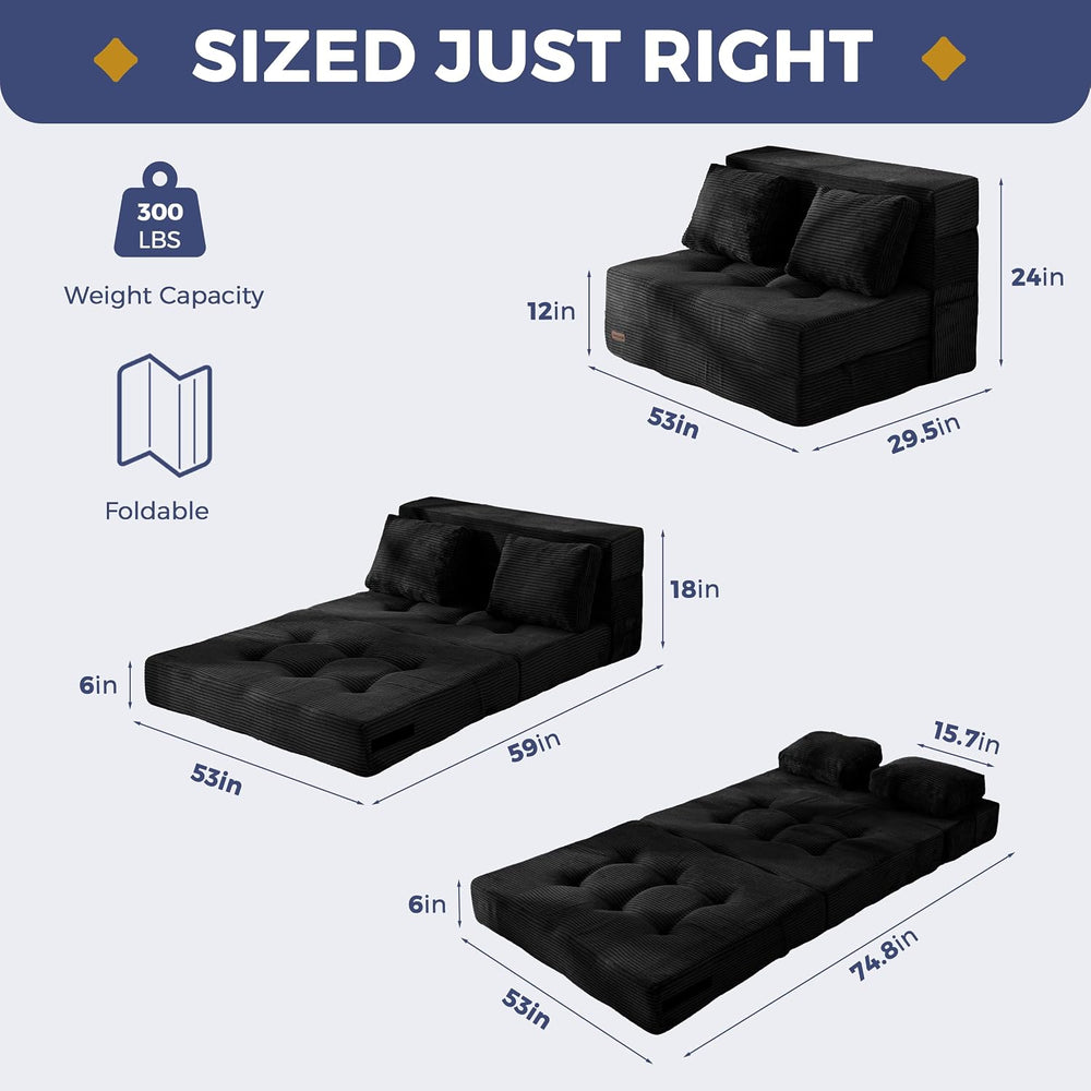 MAXYOYO Convertible Sofa Bed, Fold Out Sofa Couch with Pillow for Adults | Lo...