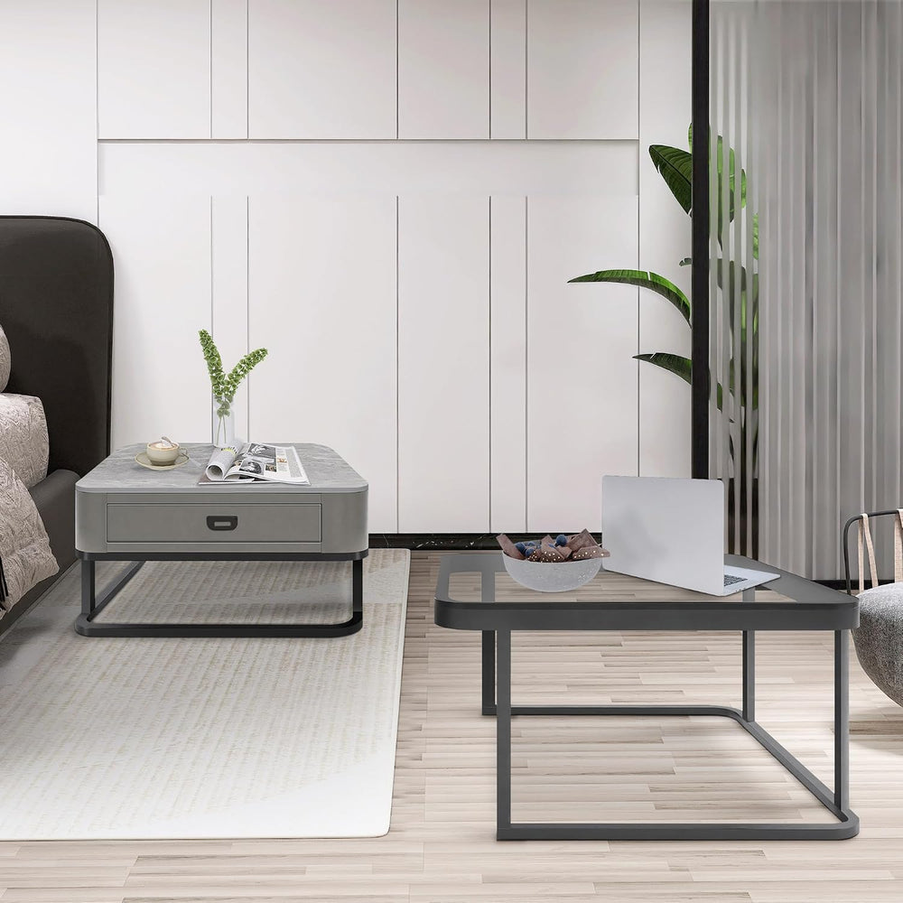 Square Coffee Table Set of 2, Nesting Table End Table, Modern Side Table for ...
