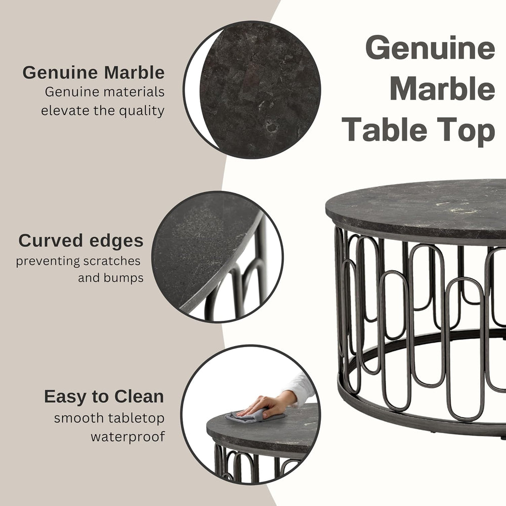 Furniture of America Davis 3-Piece Modern Table Set with Marble Top & Stu...