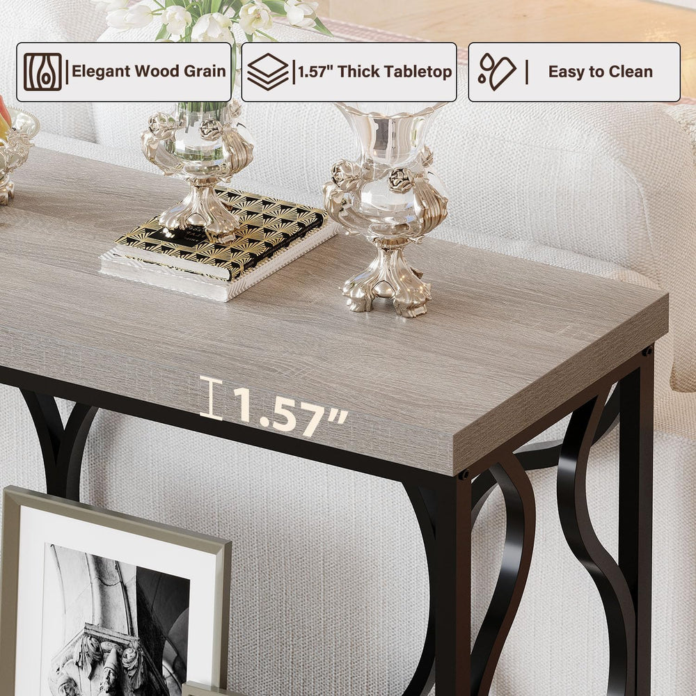 IBF Narrow Entryway Table with Storage, Modern Wood Metal Console Sofa Table ...