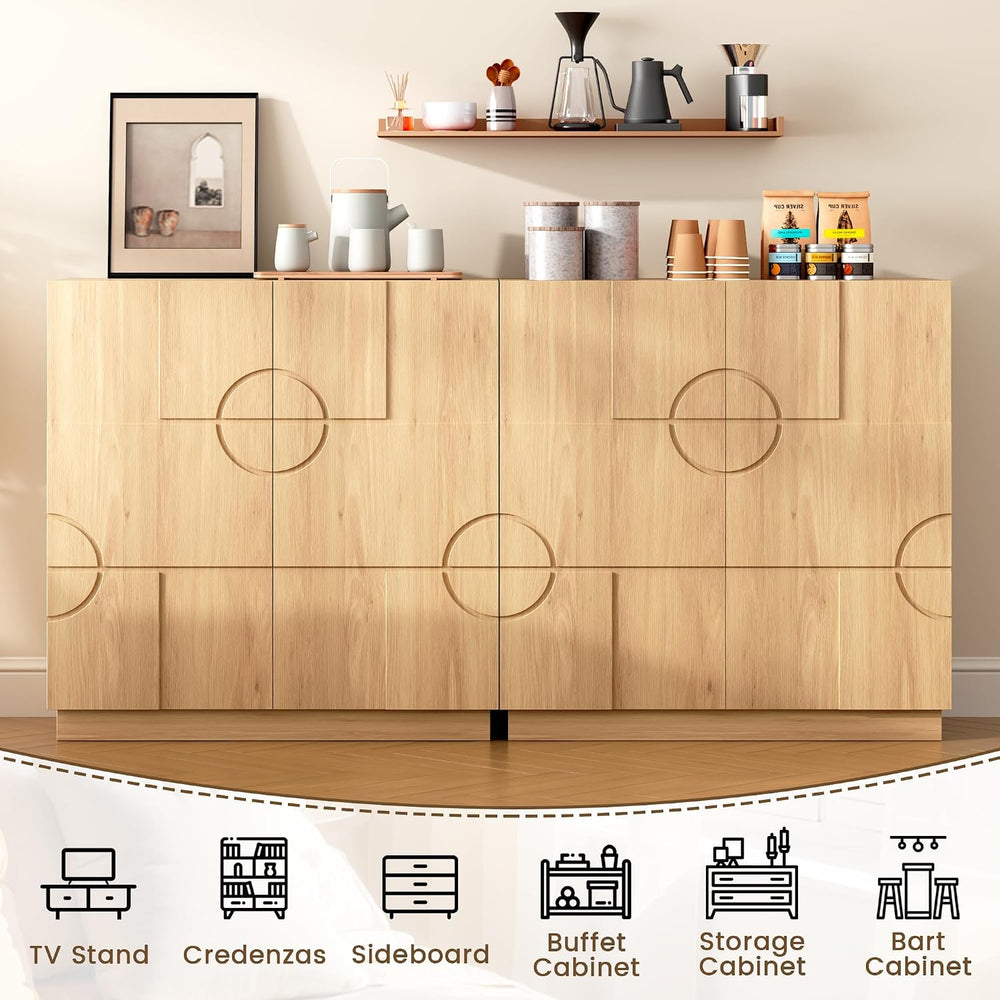 LVSOMT Sideboard Buffet Cabinet with Storage, Modern Accent Cabinet with Door...