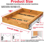DINDON Pull Out Cabinet Organizer (17" W x 18" D) 1 Tier，Single Tier Oak Wood Under Cabinet Slide Out Shelf Drawer Box…