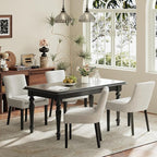 Dining Chairs Set of 4, Upholstered Corduroy Dining Room Chair with Wood Legs, Mid-Back Padded Kitchen Side Chairs for Dining Room, Beige