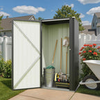 Patiowell 22 Cuft Outdoor Storage Cabinet, Metal Storage Shed with Lockable Door, Indoor Outdoor Vertical Waterproof Tool Shed Without Adjustable Shelves for Patio Garden Backyard, Black