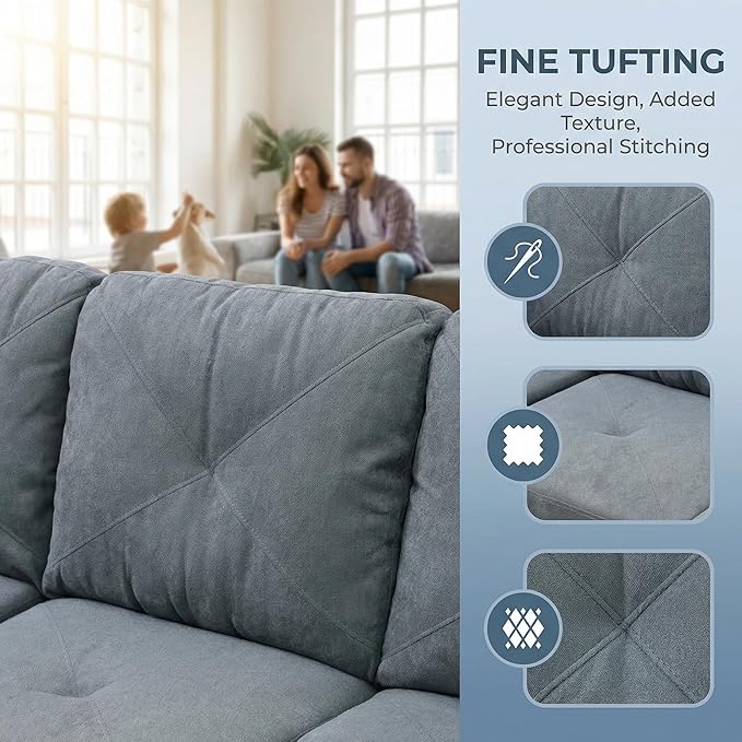 3-Piece L-Shaped Modular Leather Sofa – Convertible Sectional Couch with Movable Chaise & Storage Ottoman, Multi-Scene Use for Living Room, Apartment & Office, Dark Grey