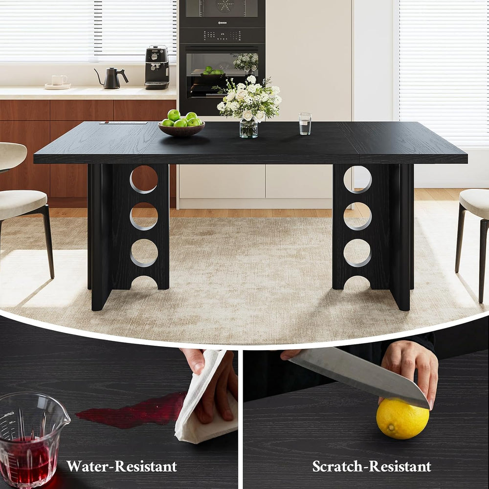 Dining Table for 4 People, Rectangle Kitchen Table with Elegant Design Legs, ...