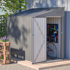 4x7 FT Outdoor Storage Shed,Lean to Lockable Metal Garden Shed Steel with Reinforced Beams,All Weather Waterproof Storage House W/Lockable Door,for Backyard,Patio,Lawn,Garden,Dark Gray