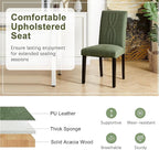 VECELO Upholstered Dining Chairs Set of 2, Modern PU Leather and Solid Wood Legs & High Back for Kitchen/Living Room- Green
