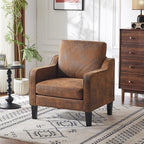 VINGLI Accent Chair for Living Room Chairs Rustic Reading Chair for Bedroom Scooped Arm Chair Mid Century Modern Accent Chairs Upholstered Comfy Chair for Apartment, Waiting Room
