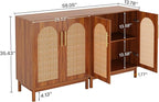 Tribesigns Set of 2 Rattan Sideboard Buffet with Storage, 59 Inch Accent Cabinet with Doors, Storage Cabinet for Dining Room, Living Room, Kitchen, Caramel Brown