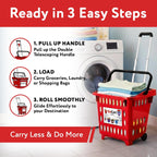 dbest products GoCart, Red Grocery Cart Shopping Laundry Basket on Wheels