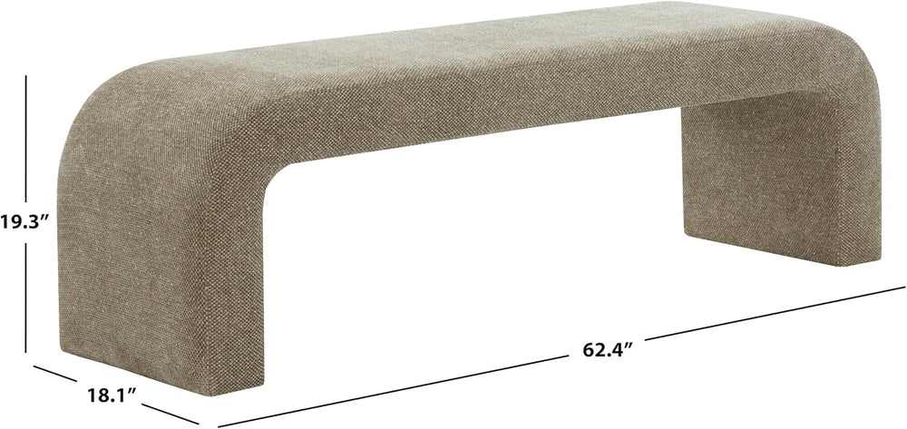 SAFAVIEH Couture - Caralynn Brown Chenille Curved Waterfall Upholstered Bench...
