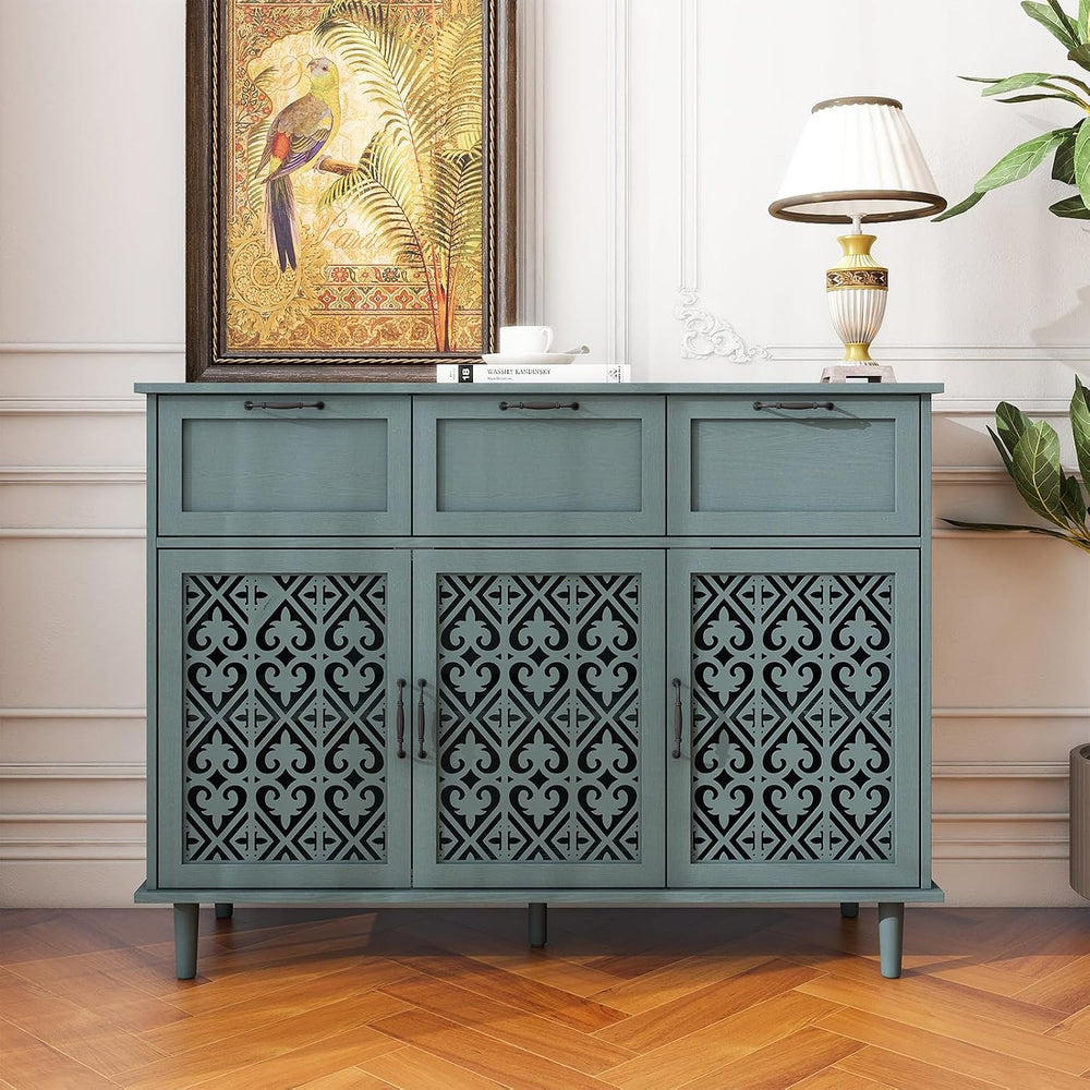 Sideboard Buffet Cabinet with Storage - Accent Storage Cabinet with Hollow Ca...