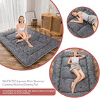 MAXYOYO Japanese Floor Mattress Futon Mattress, 4" Thicken Tatami Mat Sleeping Pad Foldable Roll Up Mat Boys Girls Dormitory Pad Kids Floor Lounger Pillow Bed, Charcoal Grey, Queen Size