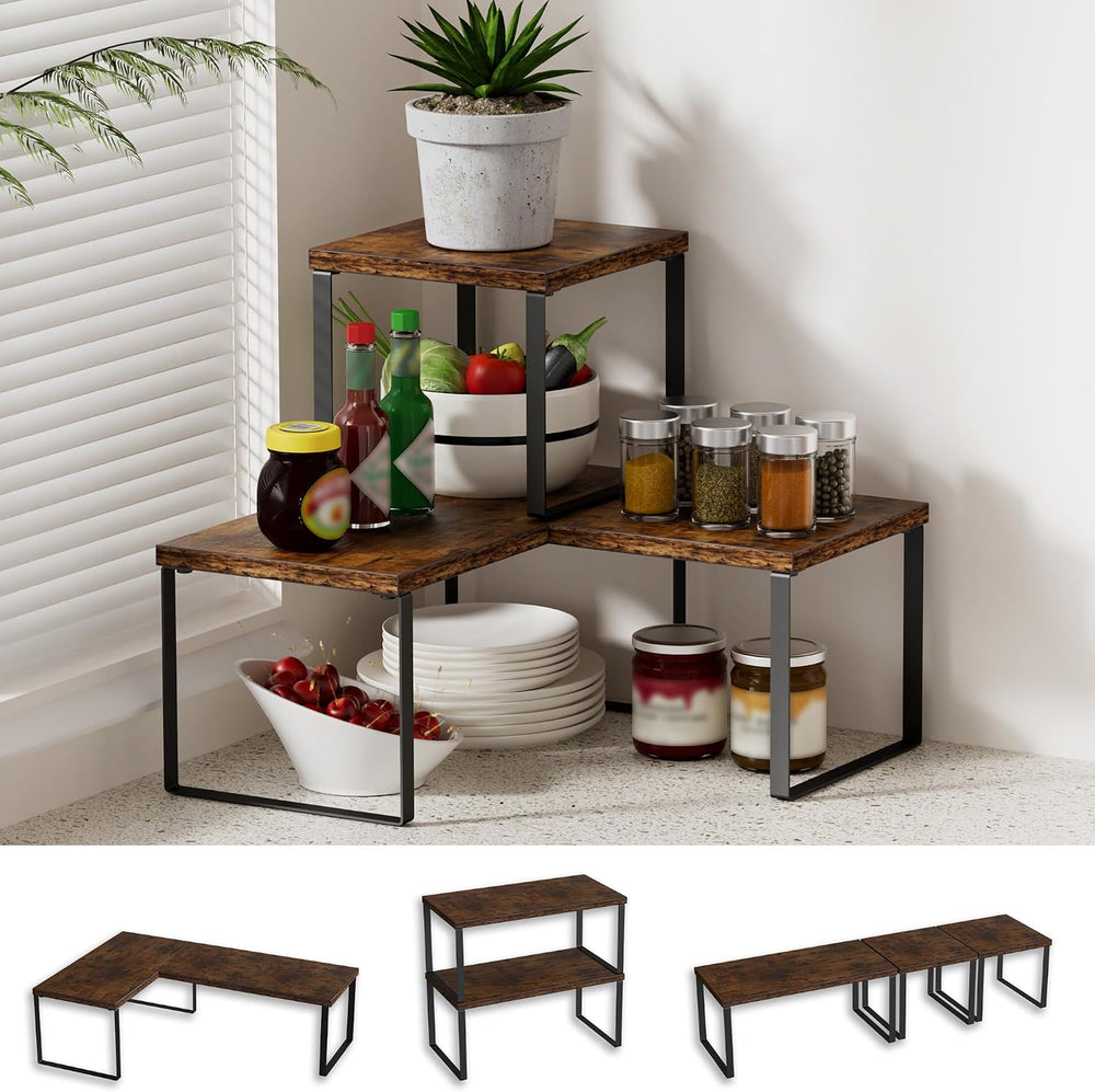 Golener Countertop Shelf, Kitchen Counter Organizer, Adjustable, Stackable