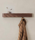 Kazai. Wall-Mounted Coat Rack 'Toke' - Modern Design with Hidden Wall Hooks - Solid Wood Veneer Panel Coat Hanger - Walnut