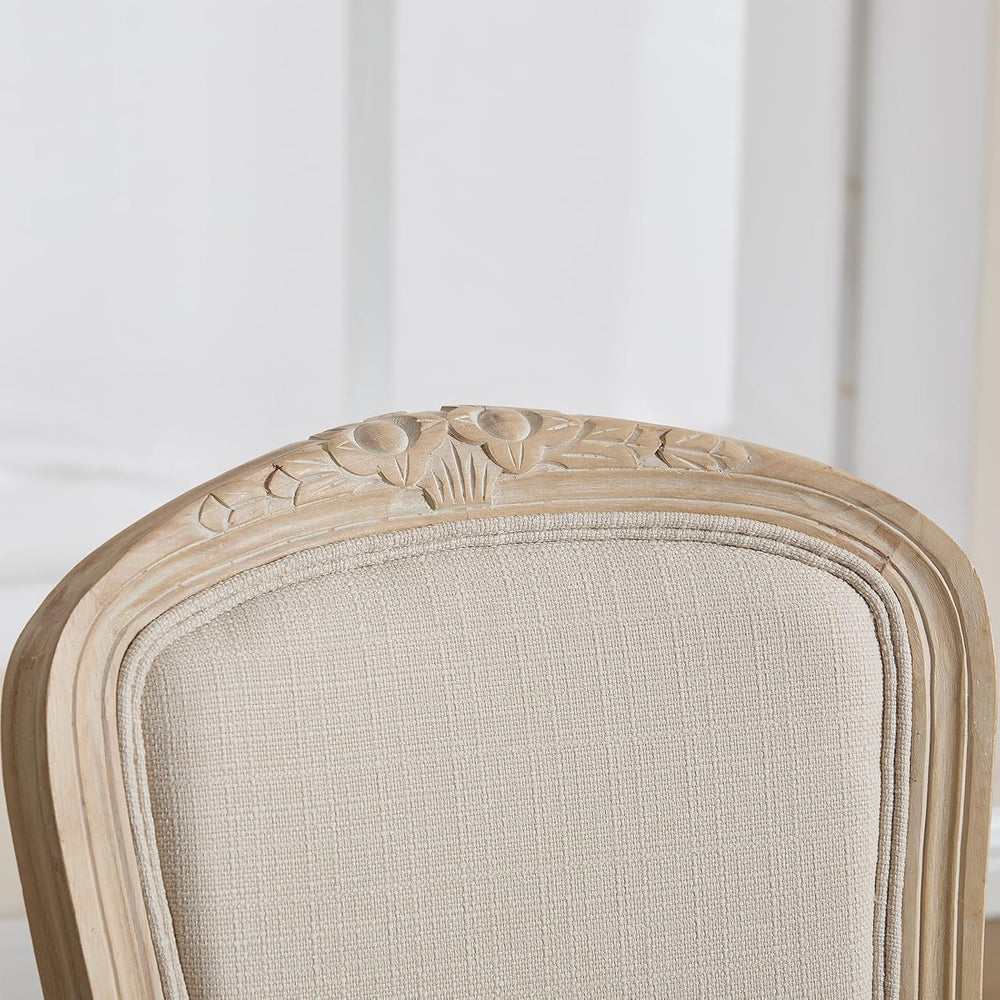 Kmax French Dining Chairs Set of 4, Farbric Upholstered Dining Chairs with El...
