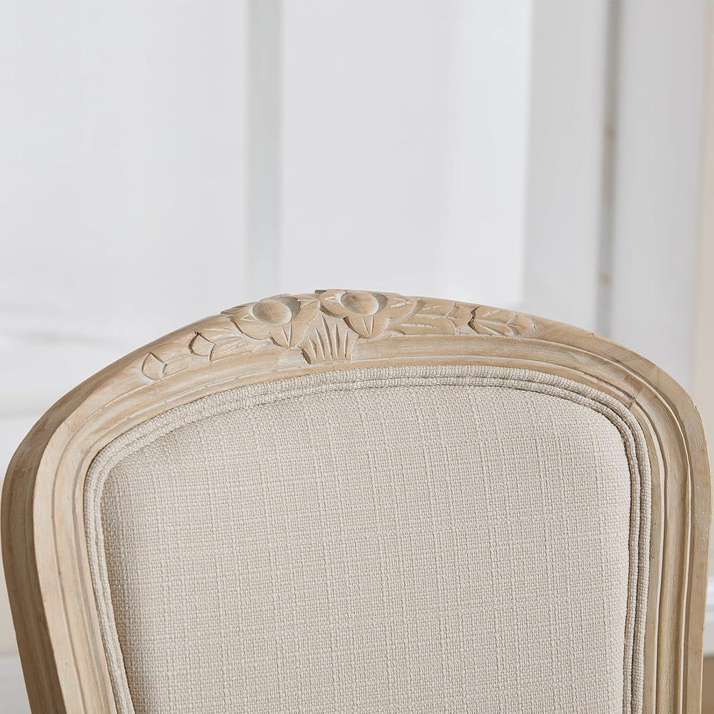 Kmax French Dining Chairs Set of 2, Farbric Upholstered Dining Chairs with El...