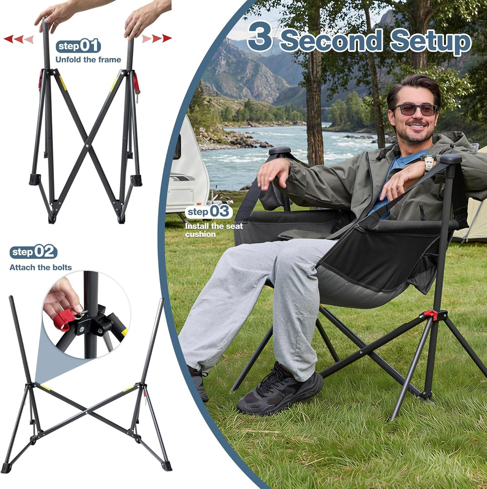 Hammock Camping Chair with Adjustable Backrest, 350LBS Heavy Duty Oversized S...