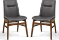 SyMax Dining Chairs Set of 2, Faux Leather Dining Room Chairs with Stitched Edge Trim, Modern High-End Kitchen Side Chairs for Bedroom, Living Room, Ash Gray