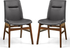 SyMax Dining Chairs Set of 2, Faux Leather Dining Room Chairs with Stitched Edge Trim, Modern High-End Kitchen Side Chairs for Bedroom, Living Room, Ash Gray