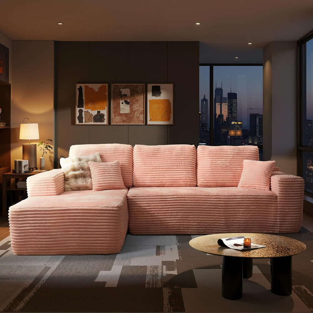 ovios 104" Cloud Couch with Glitter Fabric, Moudular Sectional Sofa with...