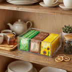 2 Pack Acrylic Tea Bag Organizer, 9 Grids Clear Tea Bag Holder, Stackable Teabag Holder Organizer, Clear Acrylic Teabag Drawer Holders for Countertop, Cabinet, Kitchen, Counter