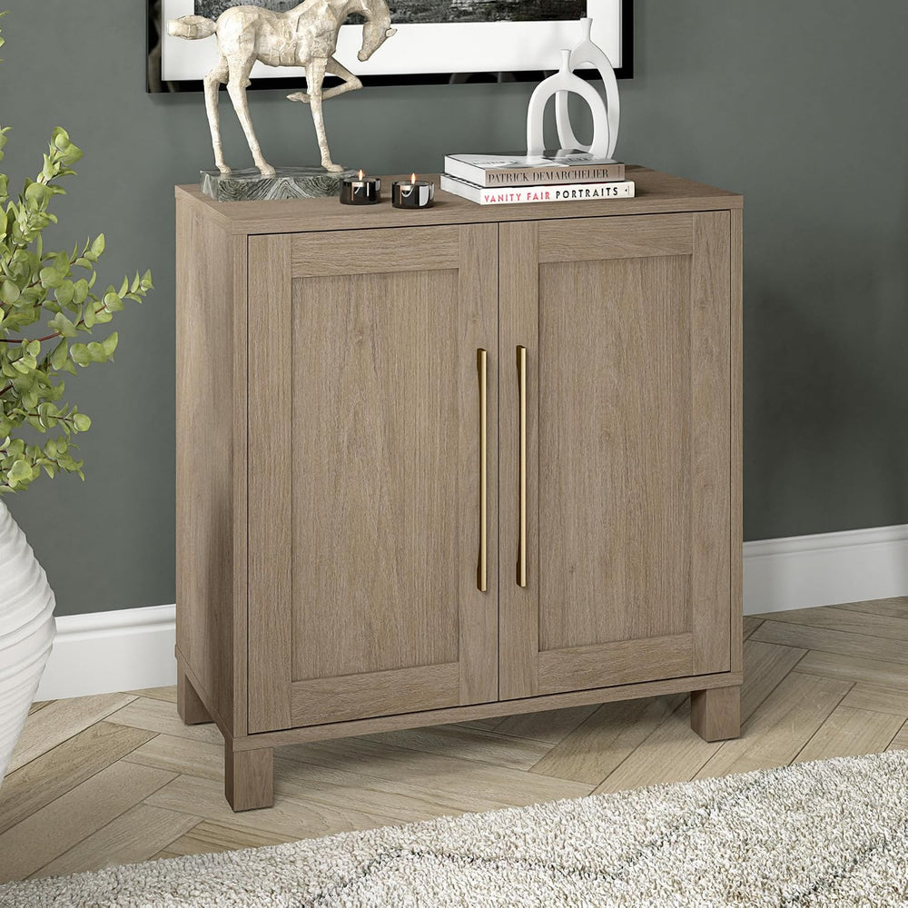 Henn&Hart 28" Accent Cabinet, Sideboard Buffet, Weathered Gray