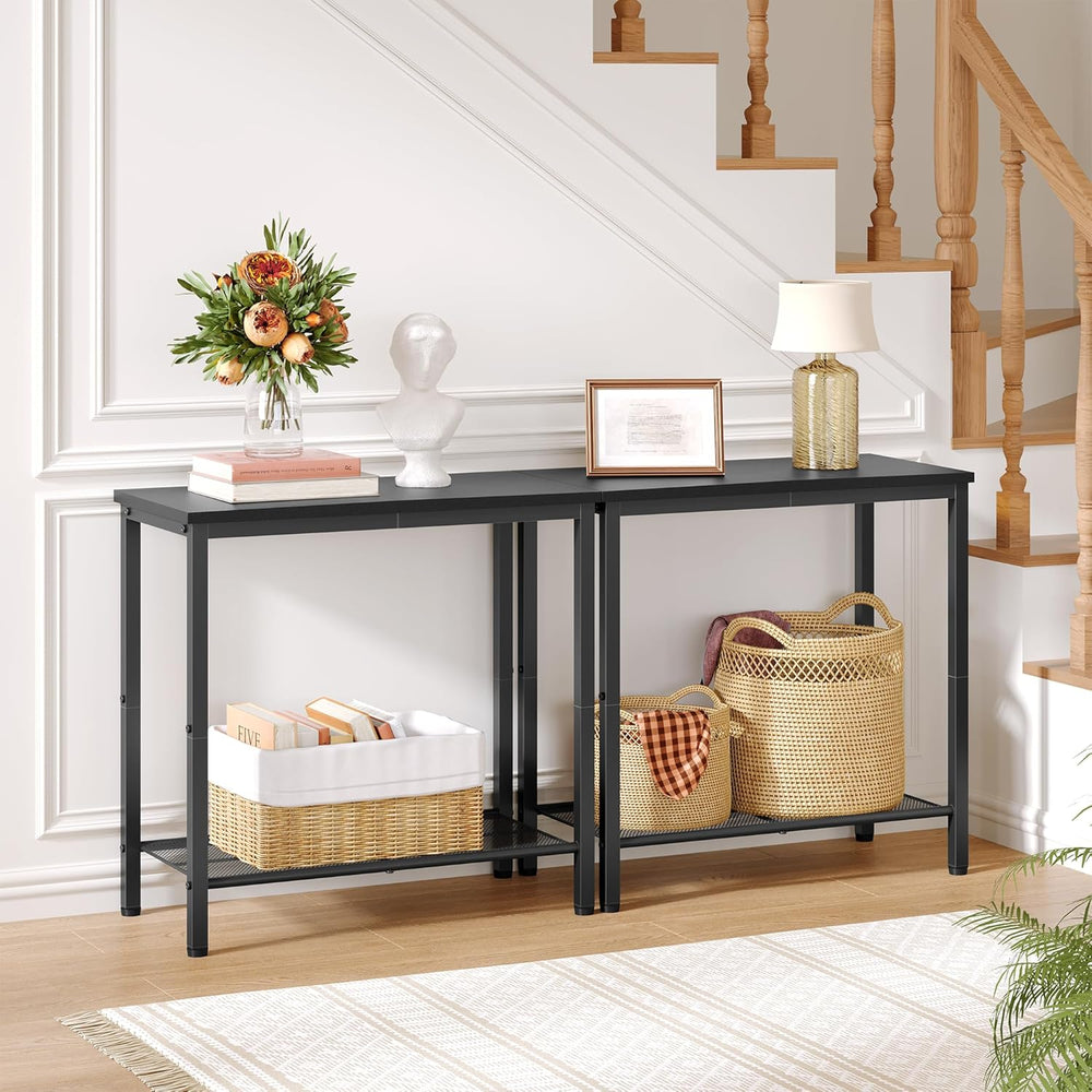 Hoctieon 2 Tier End Table, Sofa Side Table, Narrow Side Shelf with Storage, S...