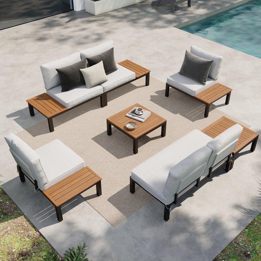 Sophia & William 7 Piece Metal Outdoor Sectional Sofa with Cushion, Patio...