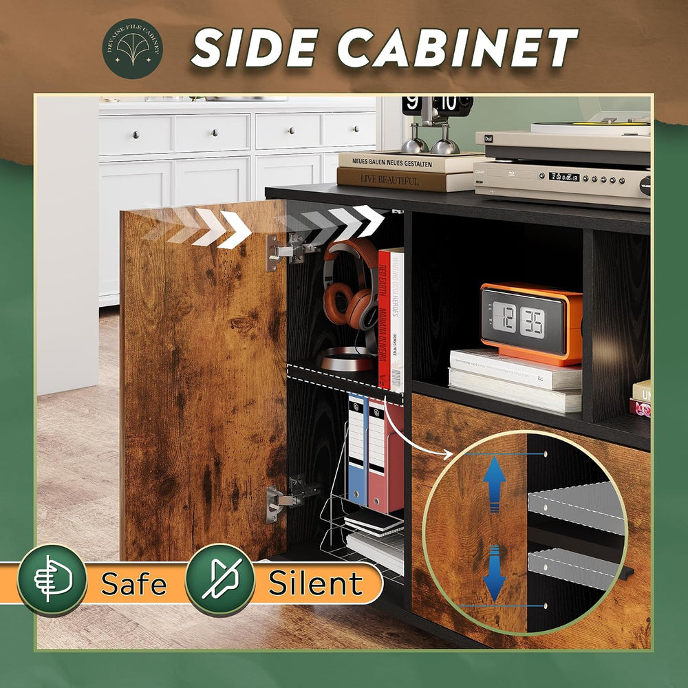 DEVAISE Printer Stand with Storage, Mobile Wood File Cabinet, Rustic Brown | ...