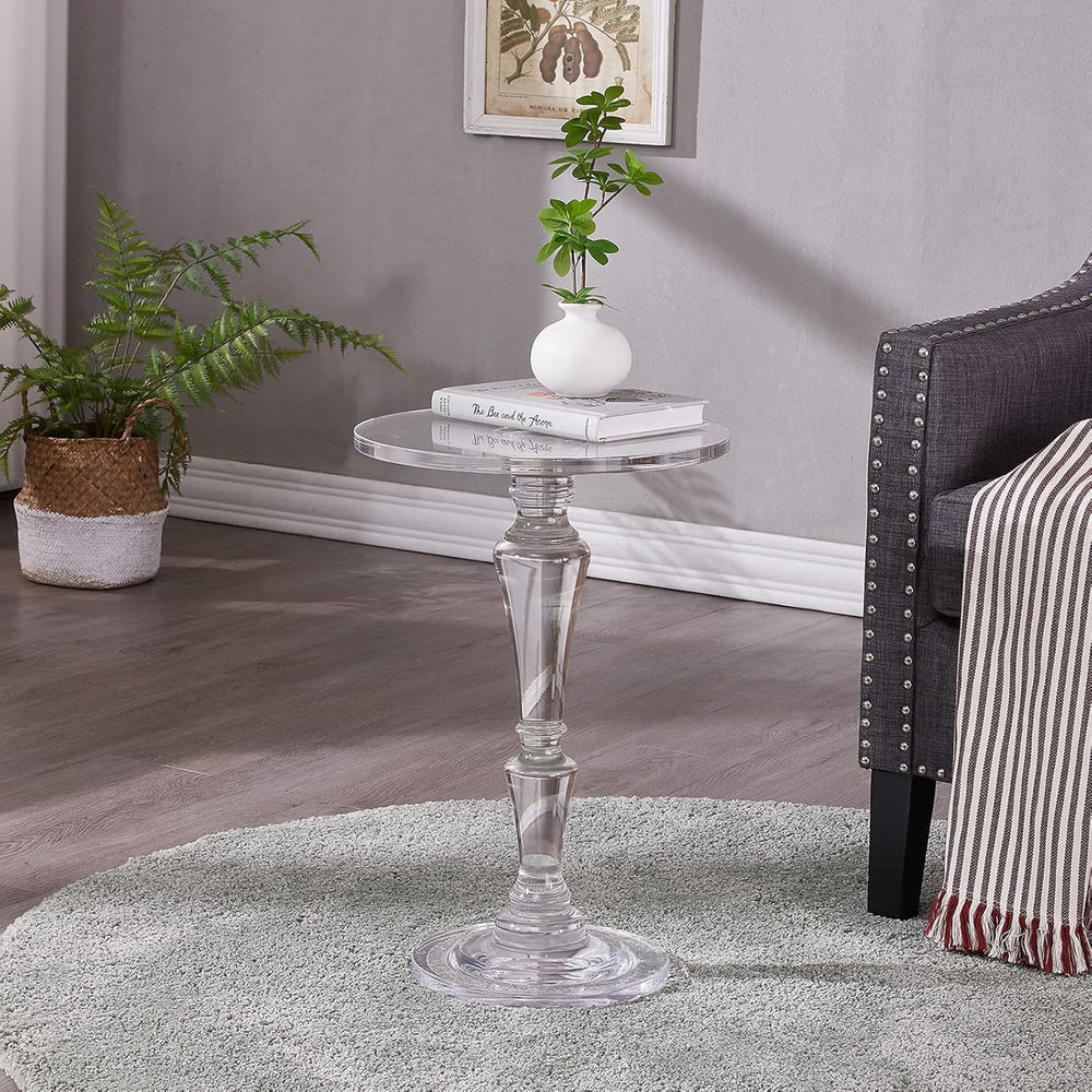 Furniture Acrylic Side Table,Clear Small Round Side/End Tables with Support R...