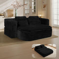 75'' Folding Sleeper Sofa Bed, Memory Foam Boneless Couch | Full Size Guest Bed Mattress, Modern 2-in-1 Floor Deep Seat Sleeper Sofa with 4 Pillows and Blanket | Corduroy Black