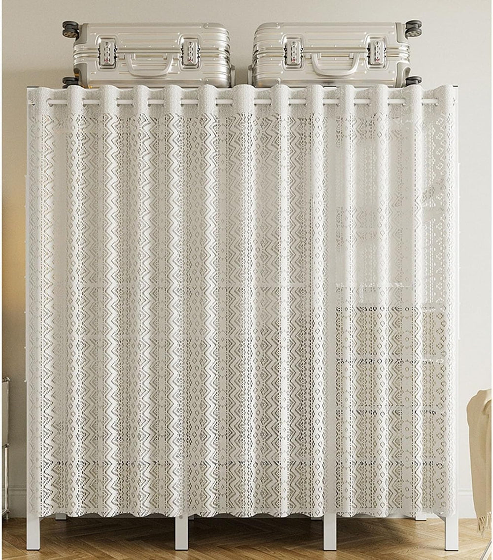 Heavy-Duty Clothes Rack Wardrobe with Curtain Large Walk-in Closet for Bedroo...