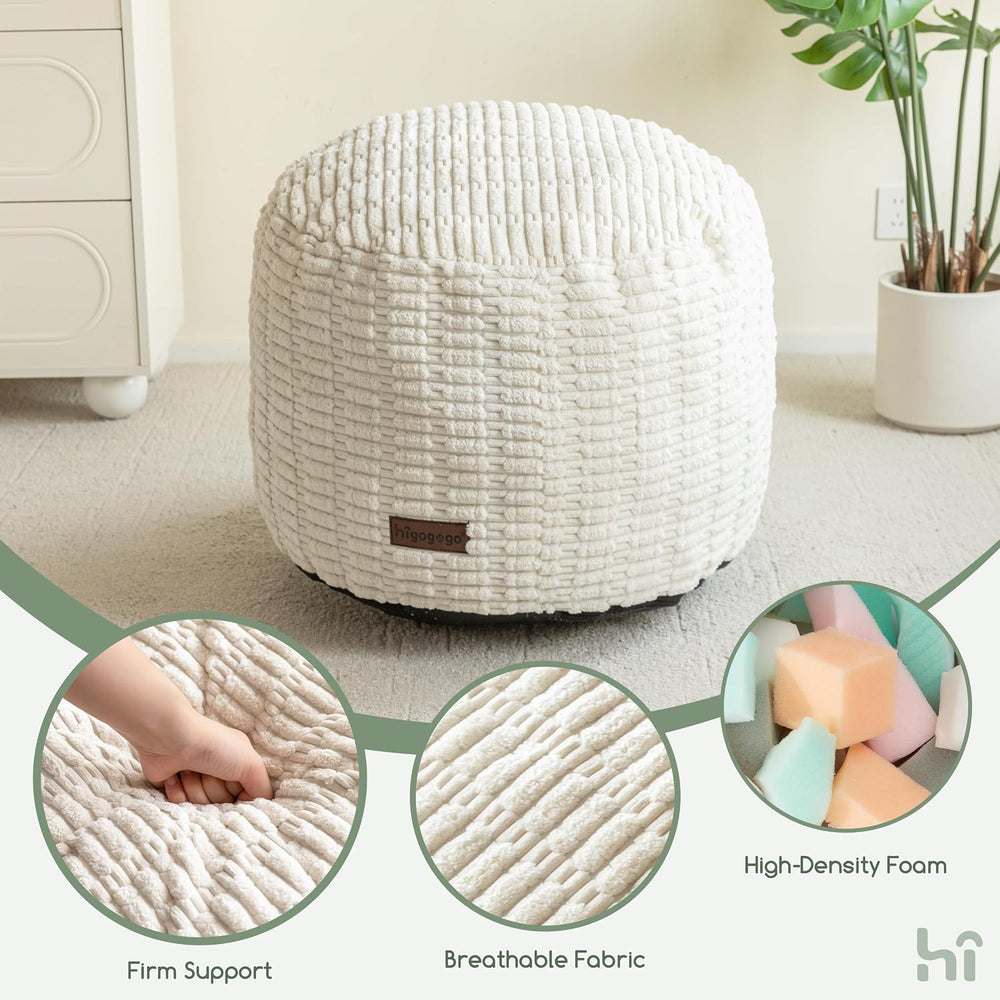 HIGOGOGO Pouf Ottoman Stuffed Round Modern Foam Filled Foot Rest Poufs for Li...