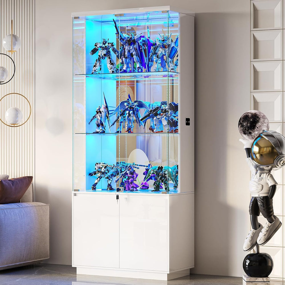 Lvifur 71” Tall Display Cabinet with Glass Doors, Modern Curio Cabinet Displa...