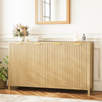 Fluted Buffet Cabinet with Storage, 55" Sideboard Cabinet with 4 Doors, Modern Credenza Accent Console Cabinet Coffee Bar Table for Living Room Dining Room Hallway, Oak