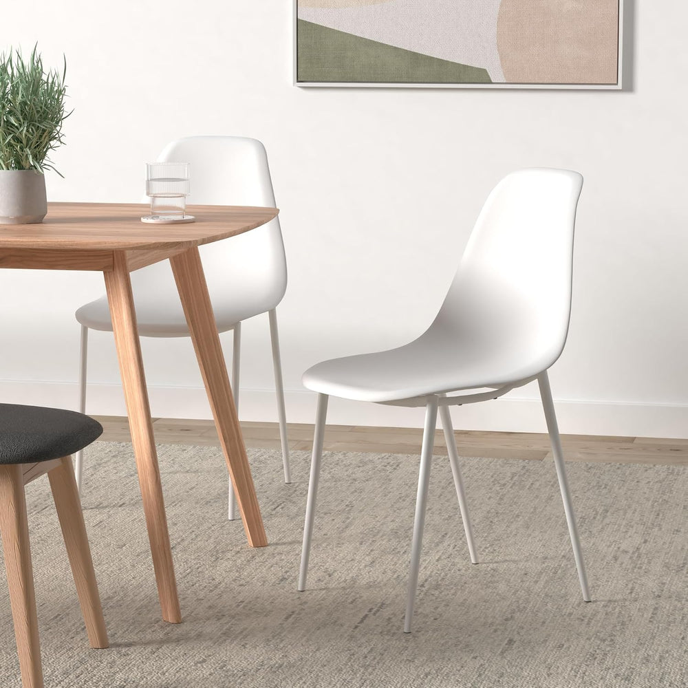 POLY & BARK Isla Modern Dining Chairs Set of 4 – Mid Century Modern Plast...