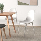 POLY & BARK Isla Modern Dining Chairs Set of 4 – Mid Century Modern Plastic Dining Chair with Metal Legs – Kitchen & Dining Room Chairs – Indoor/Outdoor – White