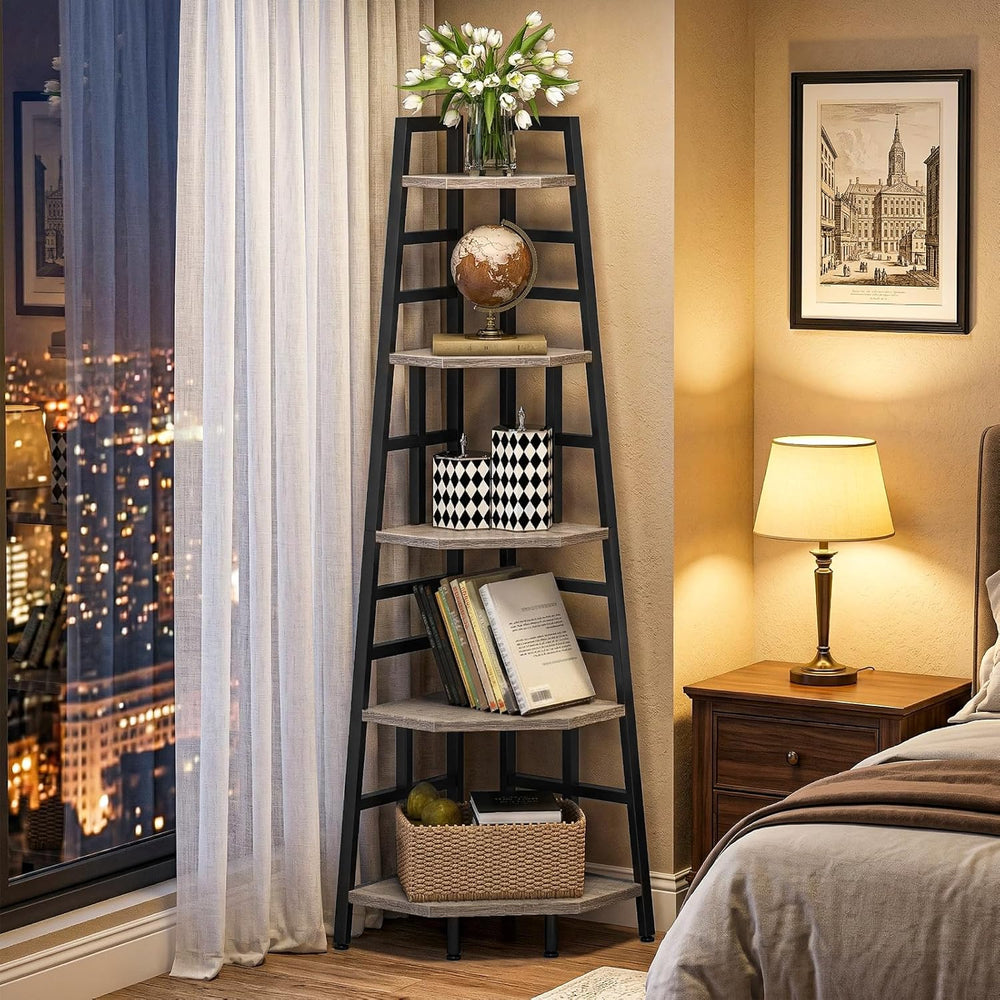 CHOEZON 70.1-Inch 5-Tier Tall Corner Shelf, Narrow Bookshelf for Small Spaces...