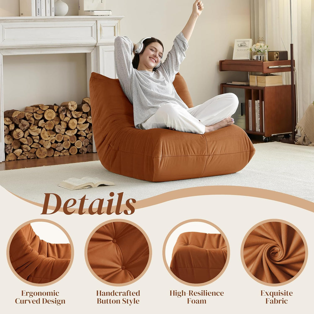 Gazecaia Oversized Suede Bean Bag Chair, Memory Foam Fireside Lounge