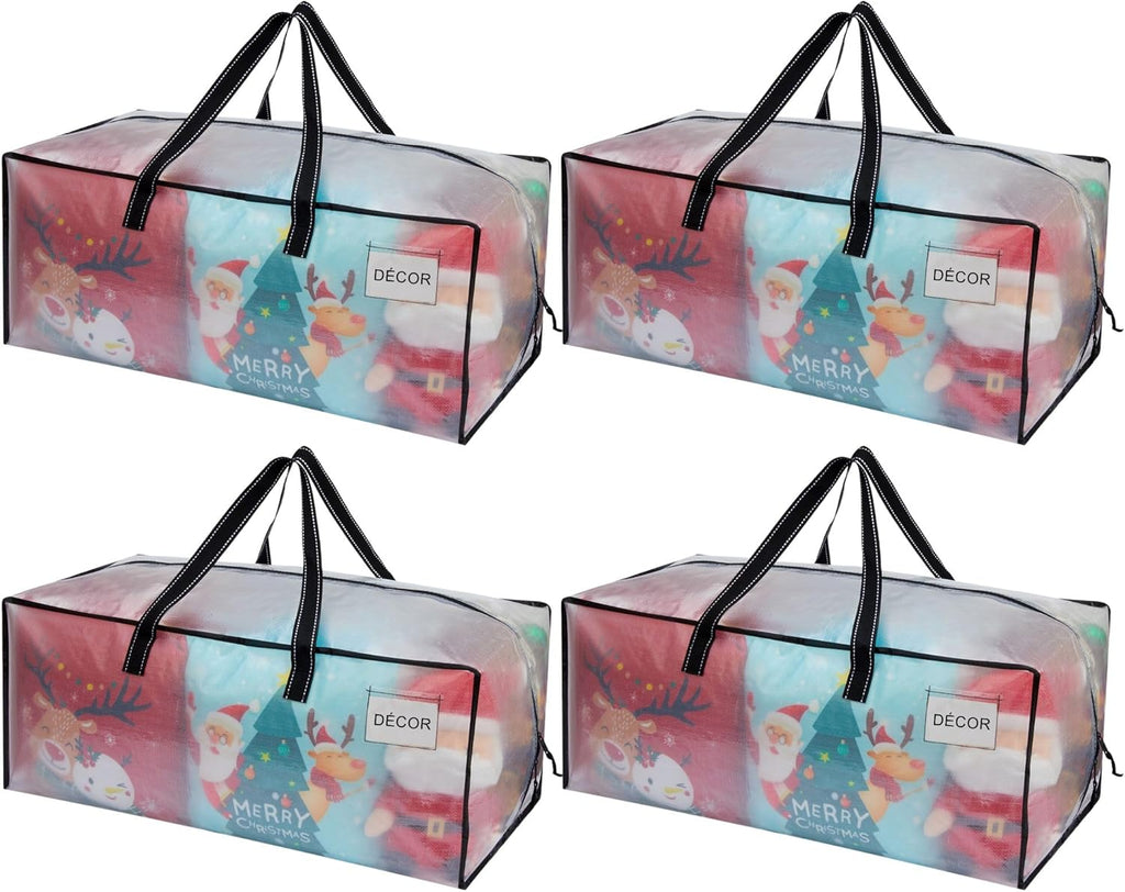 VENO 4 Pack Moving Bags Extra Large Storage Bags for College Move-In, Heavy-Duty Storage Totes, Packing Boxes, and Wardrobe Moving Supplies - Durable Laundry Bags for Clothes (Clear, 4 Pack)