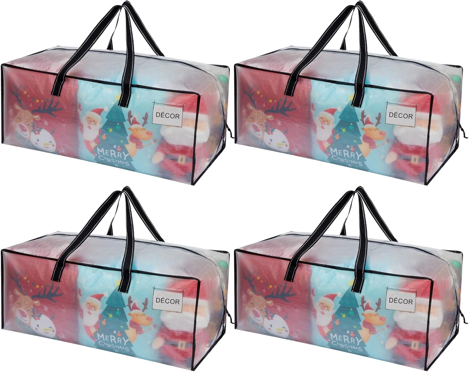 VENO 4 Pack Moving Bags Extra Large Storage Bags for College Move-In, Heavy-Duty Storage Totes, Packing Boxes, and Wardrobe Moving Supplies - Durable Laundry Bags for Clothes (Clear, 4 Pack)