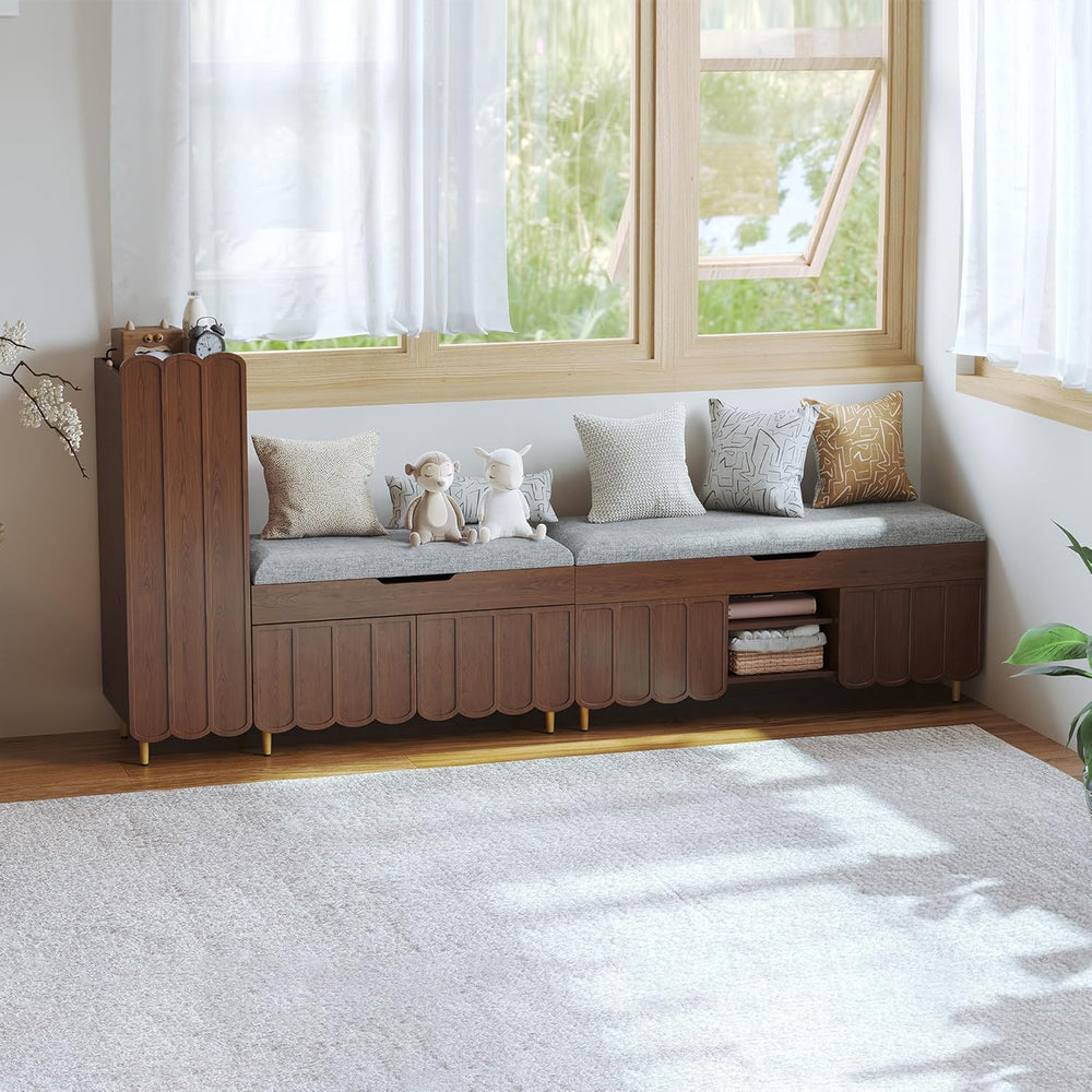 3More 40" Entryway Shoe Storage Bench,Upholstered Hidden Space Beneath S...