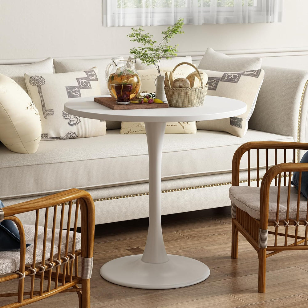Round Dining Table 30" Circle Tulip Table for 4 People,White | Mid Centu...