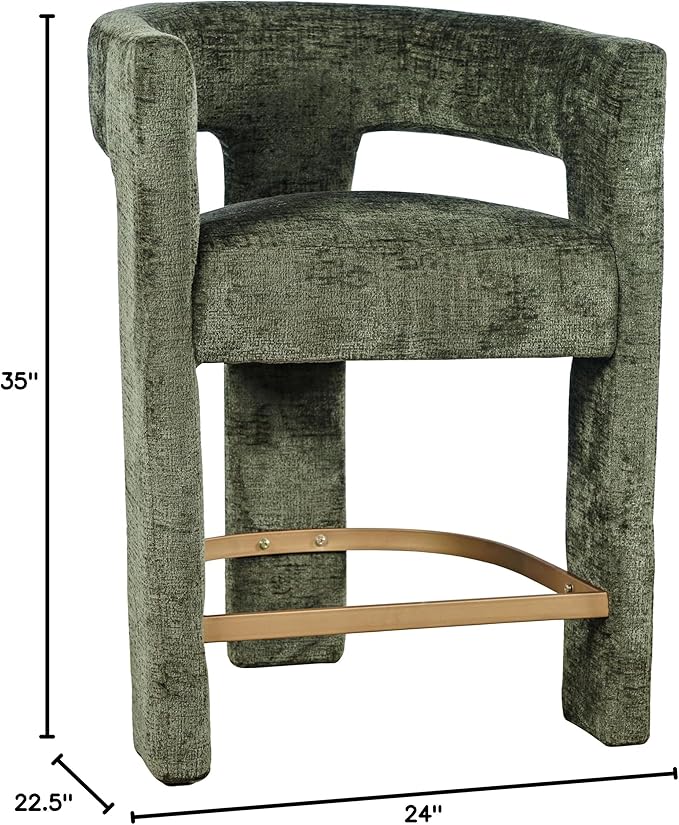 Jofran Upholstered Counter Stool with Arms – Versatile Barstools – Stylish Seating for Kitchen Dining Room or Home Bar, Forest, Single Stool