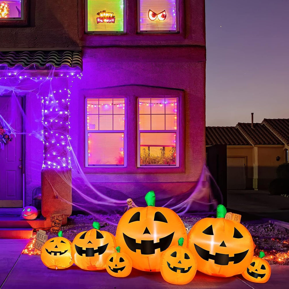 Skylety 7 Pcs 8 ft Halloween Inflatable Pumpkin Outdoor Decorations