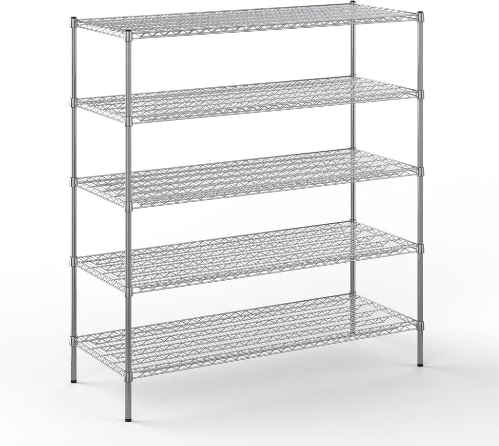 24" Deep x 60" Wide x 64" Height Wire Shelving Kit | 5-Tier | NSF Commercial Storage Rack Unit