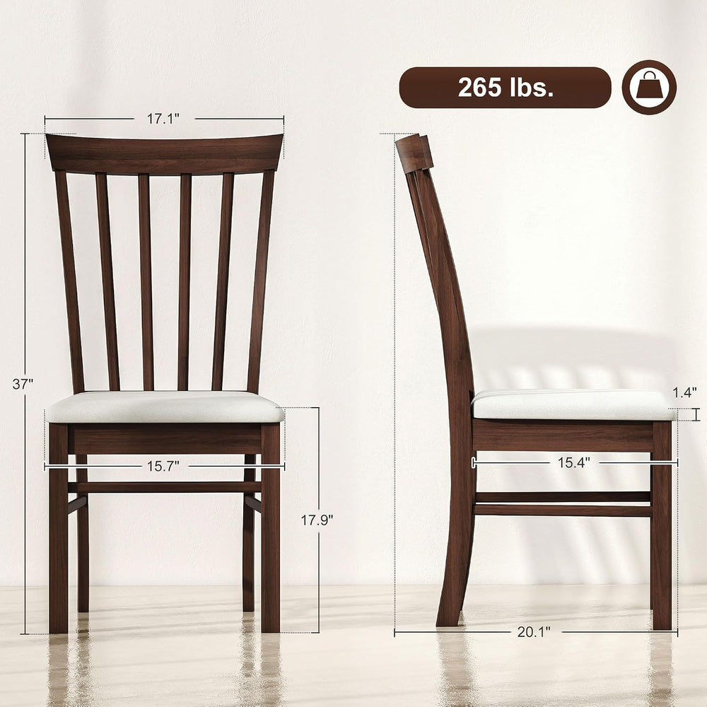 HOMCOM Wooden Dining Chairs Set, Farmhouse Upholstered Kitchen Chairs with Ru...