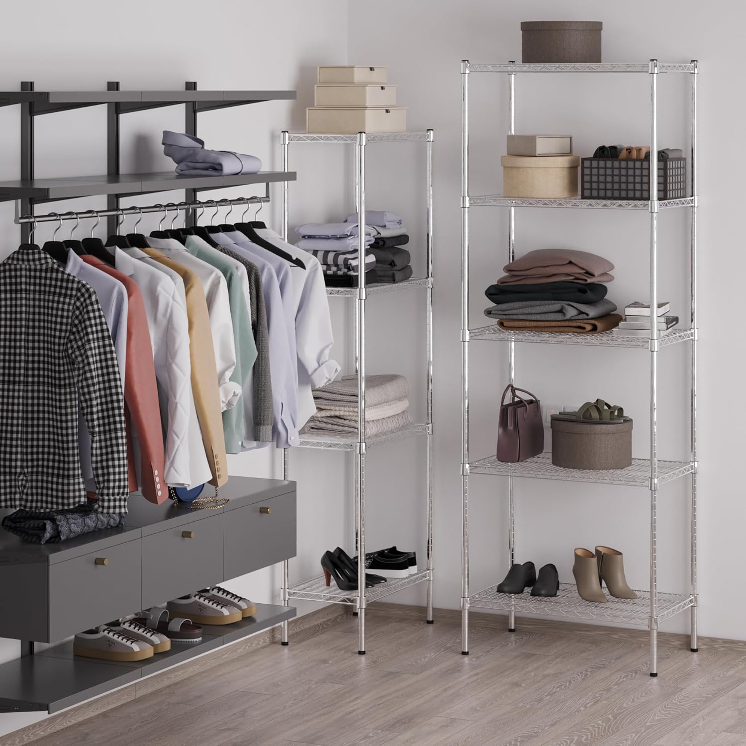 18" Deep x 30" Wide x 86" Height Wire Shelving Kit | 5-Tier | NSF Commercial Storage Rack Unit